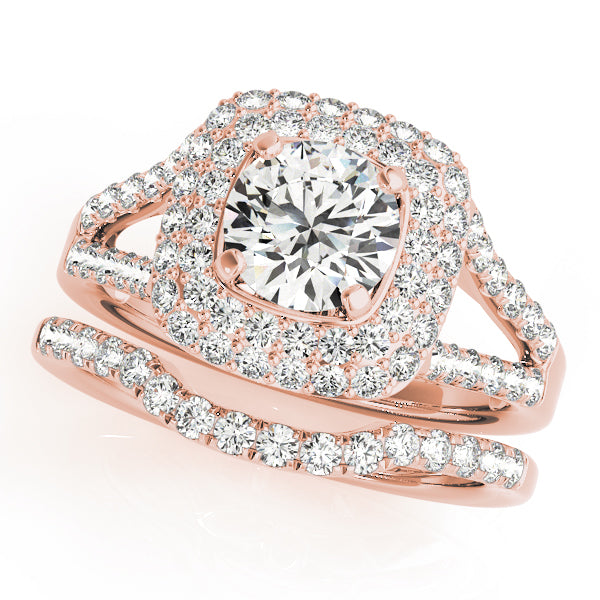Enchanted Halo Center Cushion Diamond Engagement Ring — 9K/18K Gold & Platinum