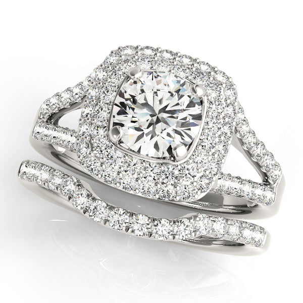 Enchanted Halo Center Cushion Diamond Engagement Ring — 9K/18K Gold & Platinum