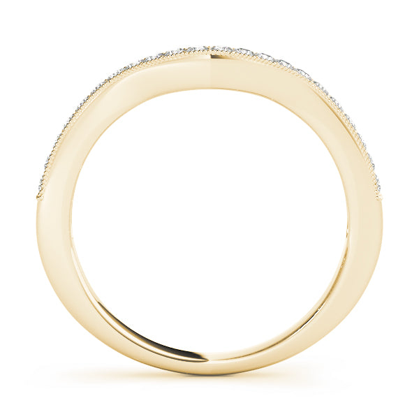 Milgrained Curved Half Eternity Ring in Gold & Platinum