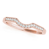 Prong in Channel Milgrain Curved Half Eternity Ring in Gold & Platinum