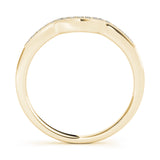 Prong in Channel Milgrain Curved Half Eternity Ring in Gold & Platinum