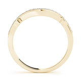 Curved Milgrain Diamond Half Eternity Ring in Gold & Platinum