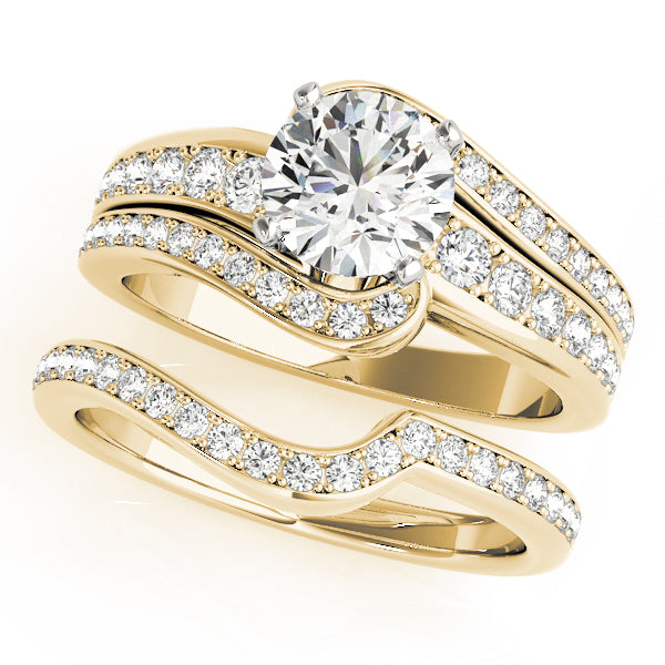 Heirloom Bypass Round Diamond Engagement Ring — 9K/18K Gold & Platinum