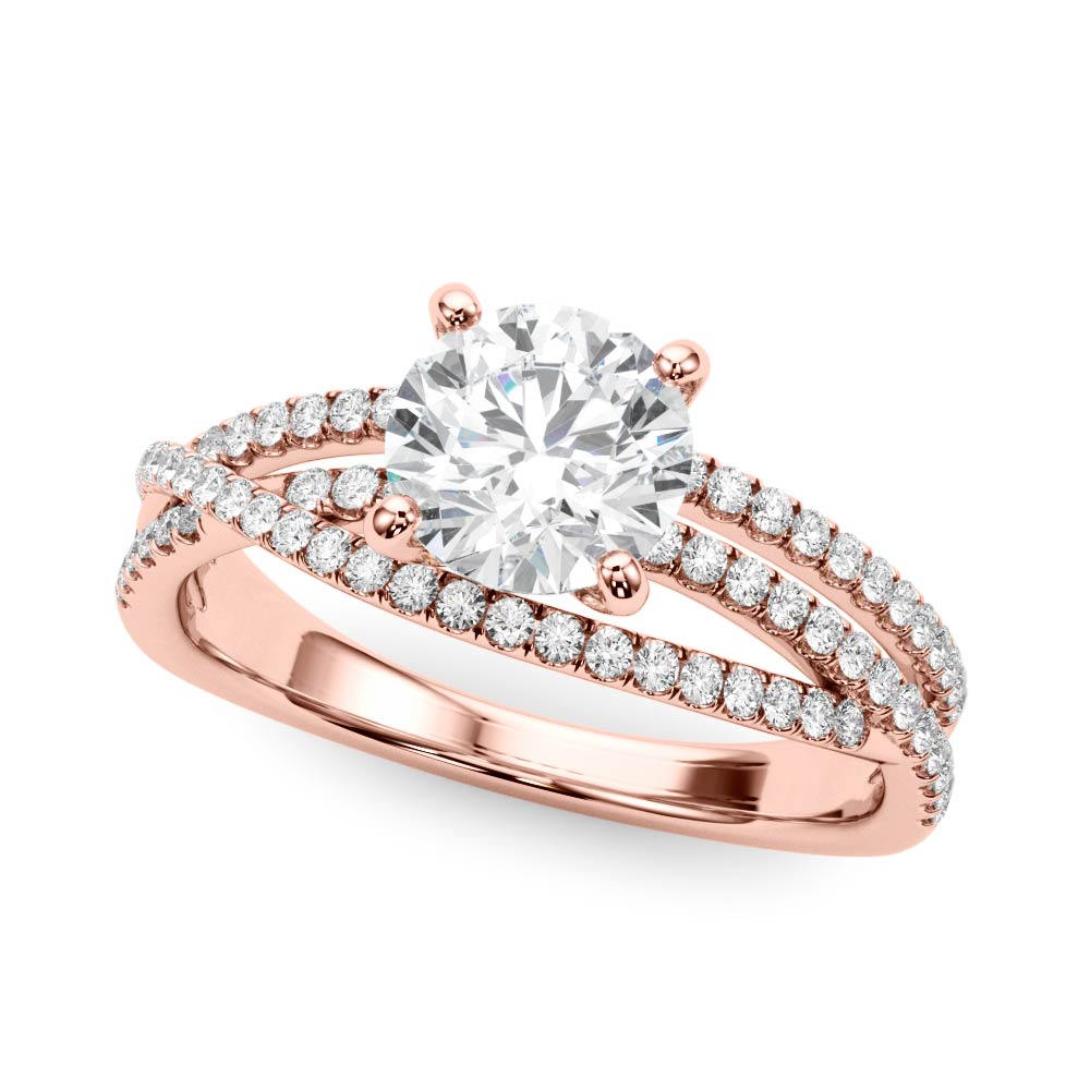 Luxe Multi-Row Round Diamond Engagement Ring — 9K/18K Gold & Platinum