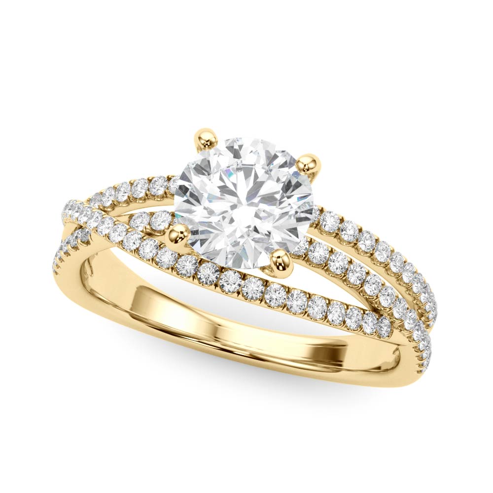 Luxe Multi-Row Round Diamond Engagement Ring — 9K/18K Gold & Platinum