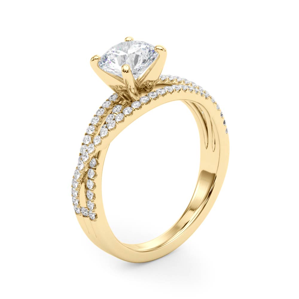 Luxe Multi-Row Round Diamond Engagement Ring — 9K/18K Gold & Platinum