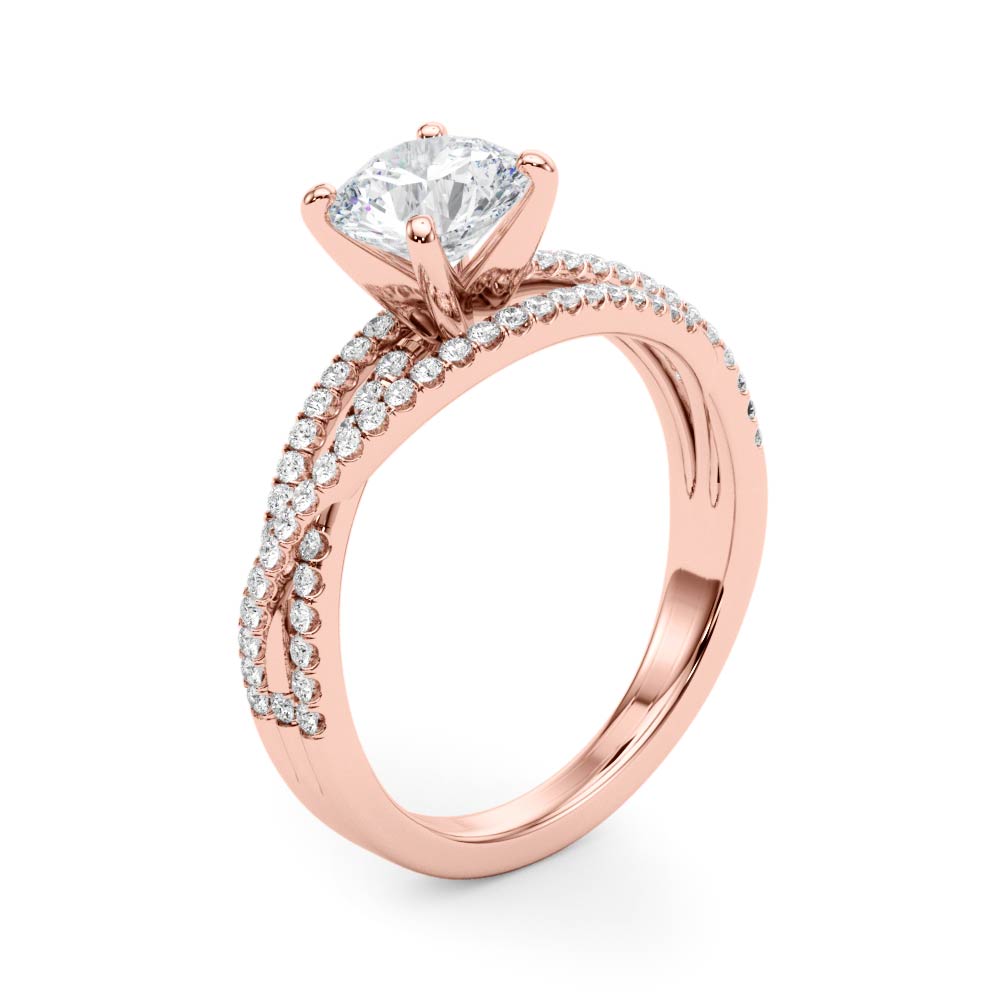Luxe Multi-Row Round Diamond Engagement Ring — 9K/18K Gold & Platinum