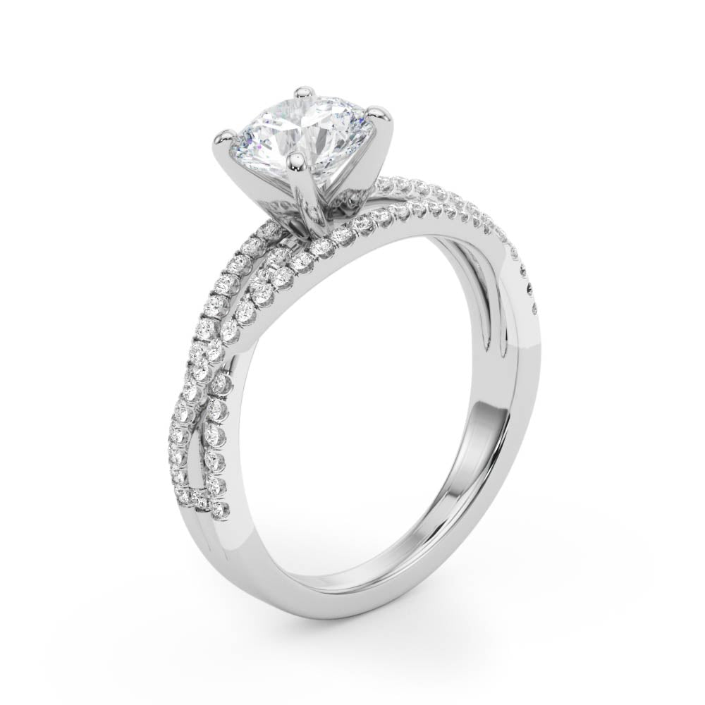 Luxe Multi-Row Round Diamond Engagement Ring — 9K/18K Gold & Platinum