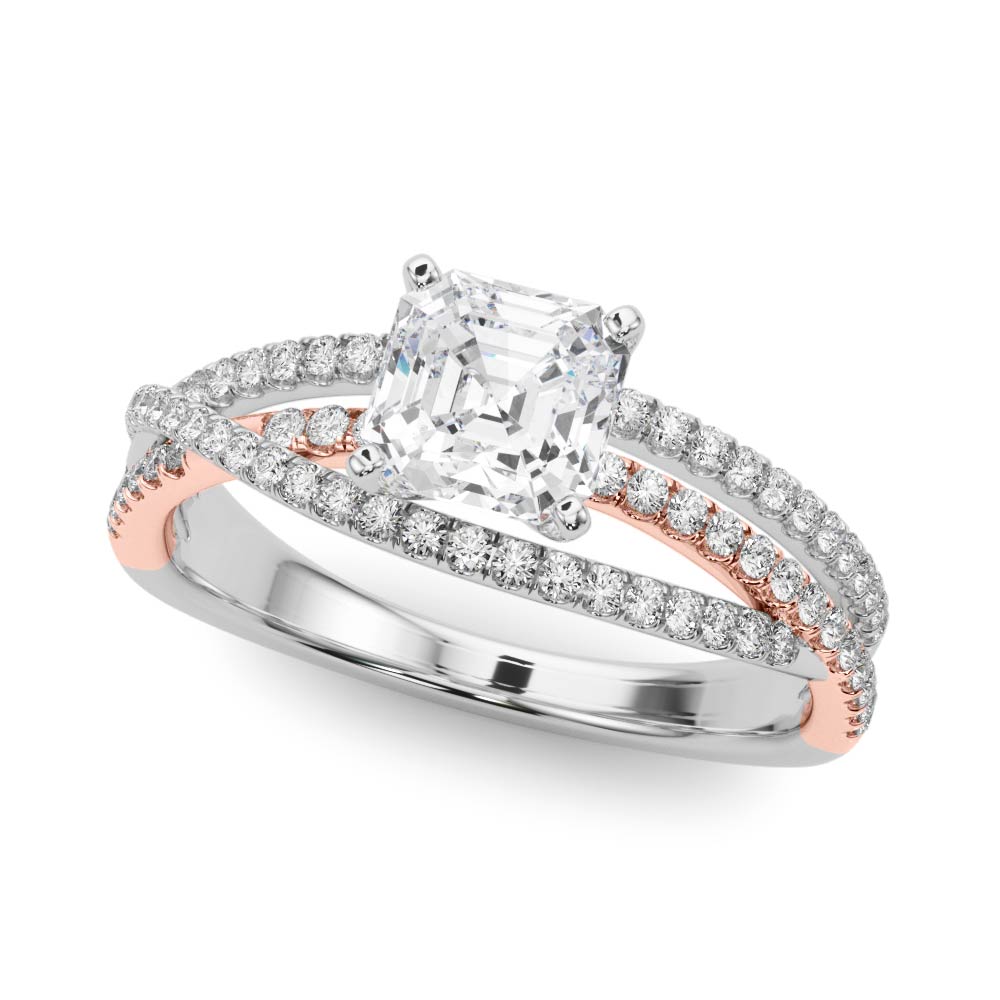 Luxe Multi-Row Round Diamond Engagement Ring — 9K/18K Gold & Platinum
