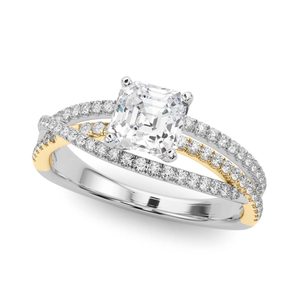 Luxe Multi-Row Round Diamond Engagement Ring — 9K/18K Gold & Platinum