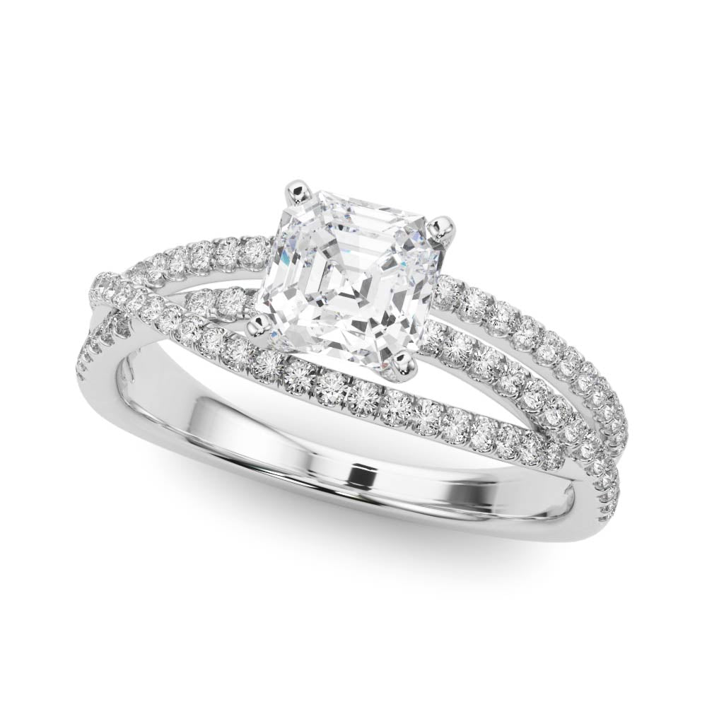 Luxe Multi-Row Round Diamond Engagement Ring — 9K/18K Gold & Platinum