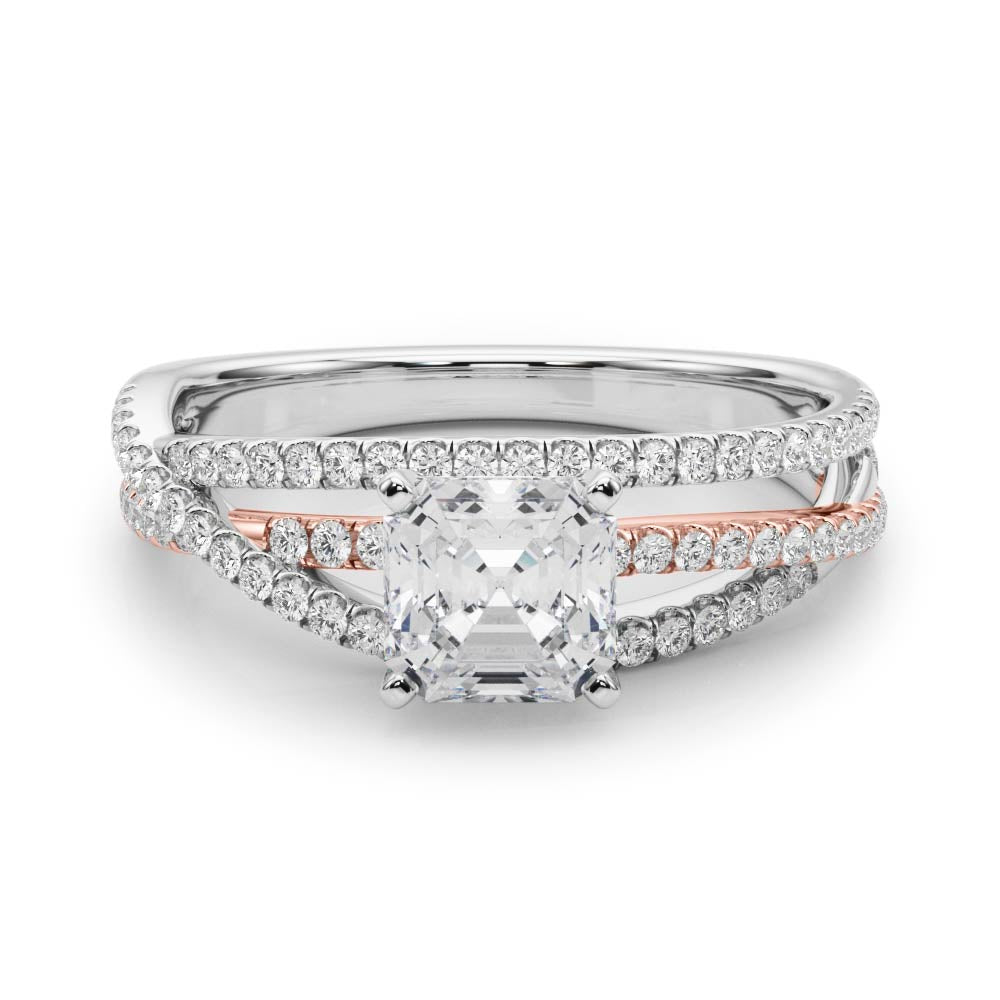 Luxe Multi-Row Round Diamond Engagement Ring — 9K/18K Gold & Platinum