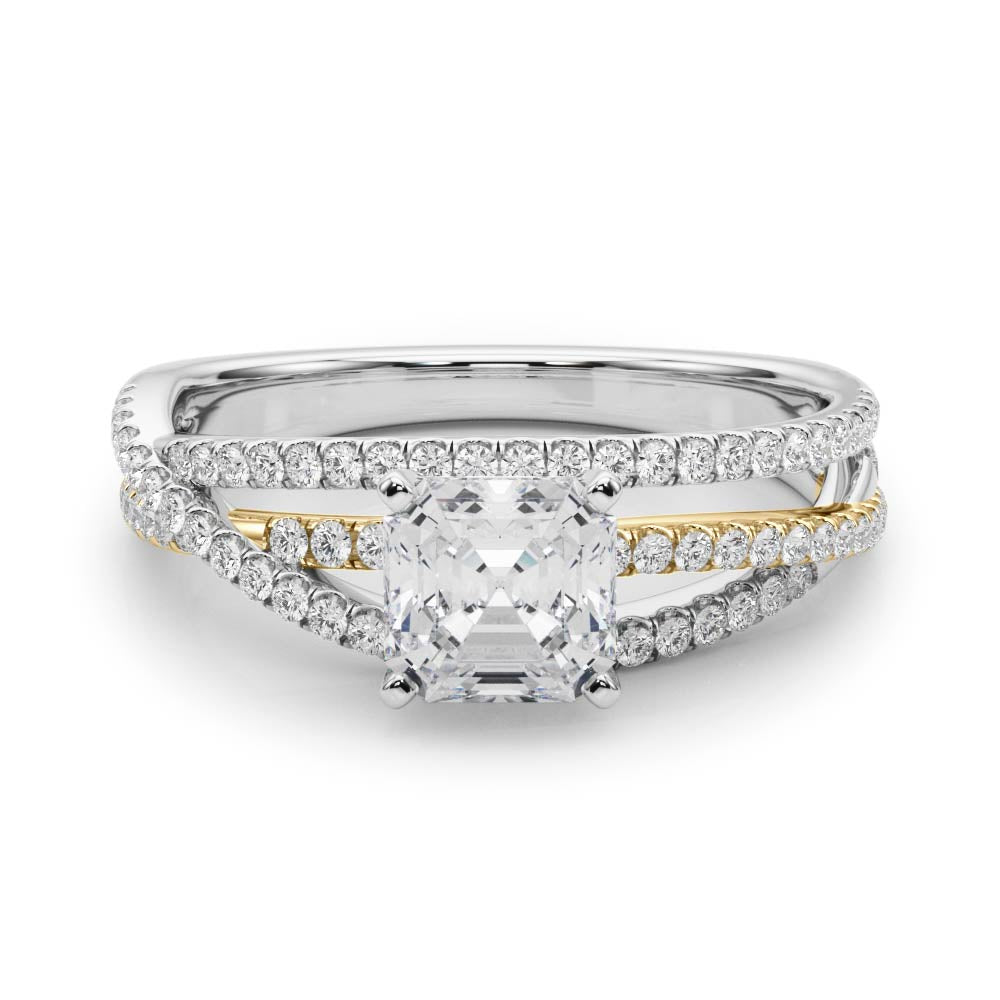 Luxe Multi-Row Round Diamond Engagement Ring — 9K/18K Gold & Platinum