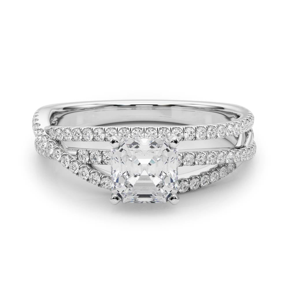 Luxe Multi-Row Round Diamond Engagement Ring — 9K/18K Gold & Platinum