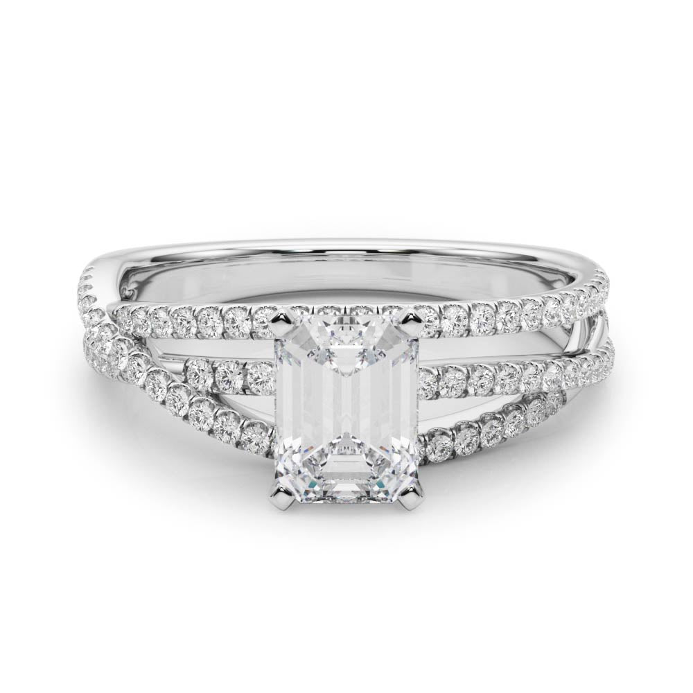 Luxe Multi-Row Round Diamond Engagement Ring — 9K/18K Gold & Platinum