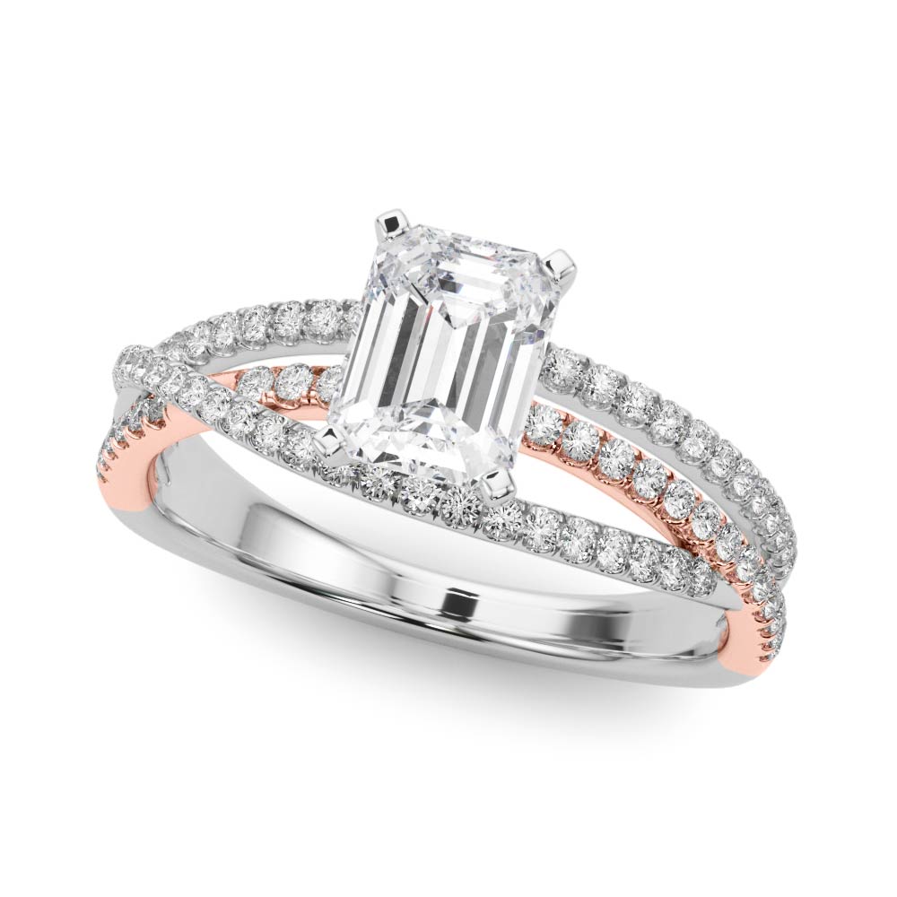 Luxe Multi-Row Round Diamond Engagement Ring — 9K/18K Gold & Platinum