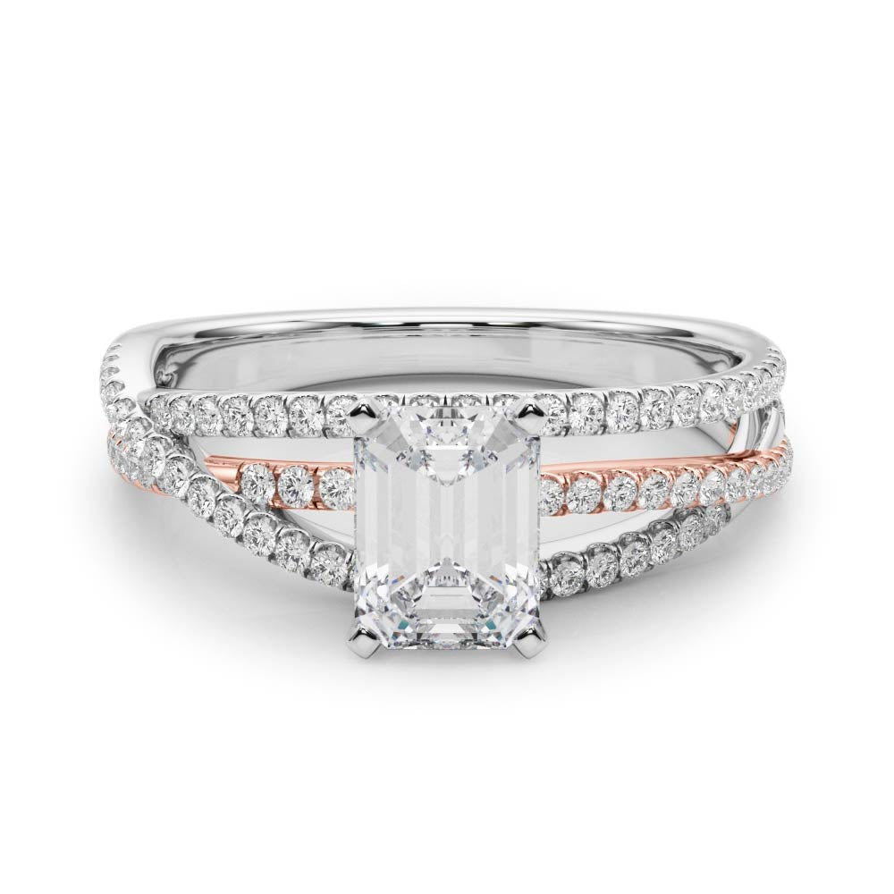 Luxe Multi-Row Round Diamond Engagement Ring — 9K/18K Gold & Platinum