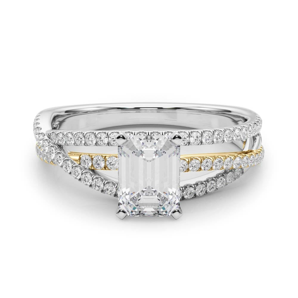 Luxe Multi-Row Round Diamond Engagement Ring — 9K/18K Gold & Platinum
