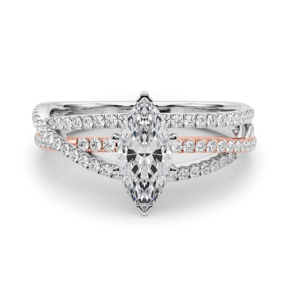 Luxe Multi-Row Round Diamond Engagement Ring — 9K/18K Gold & Platinum