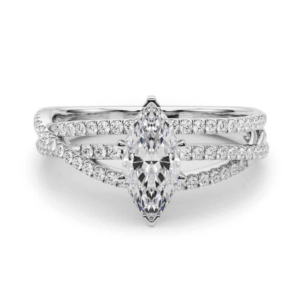 Luxe Multi-Row Round Diamond Engagement Ring — 9K/18K Gold & Platinum
