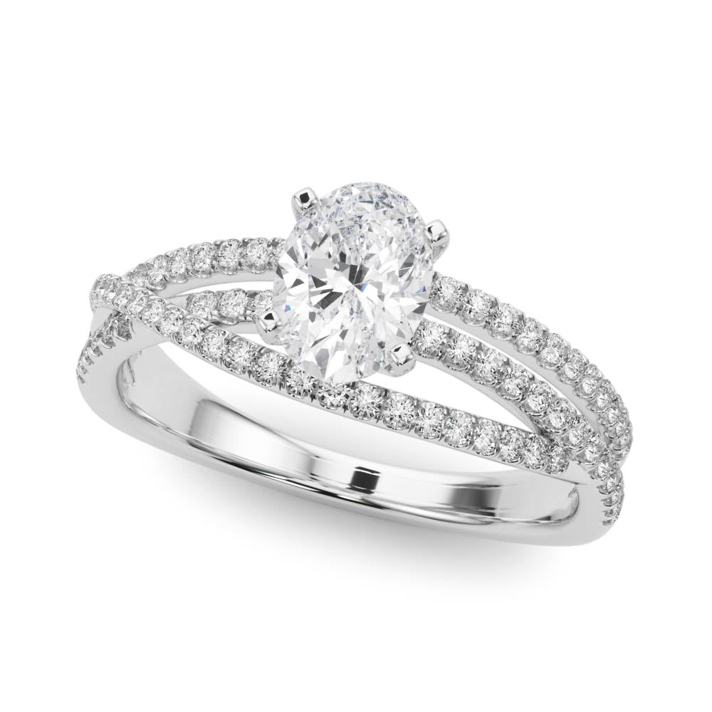 Luxe Multi-Row Round Diamond Engagement Ring — 9K/18K Gold & Platinum