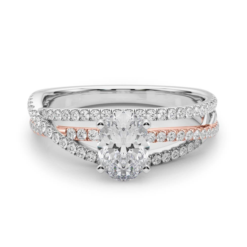 Luxe Multi-Row Round Diamond Engagement Ring — 9K/18K Gold & Platinum