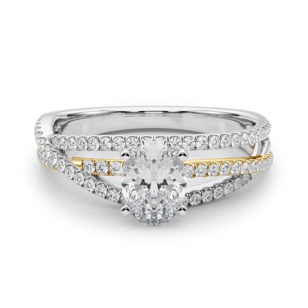 Luxe Multi-Row Round Diamond Engagement Ring — 9K/18K Gold & Platinum
