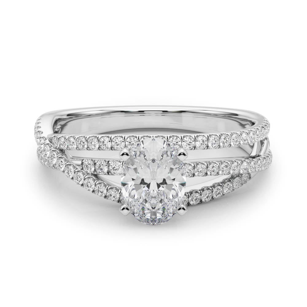 Luxe Multi-Row Round Diamond Engagement Ring — 9K/18K Gold & Platinum