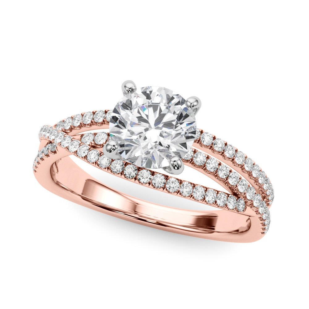 Luxe Multi-Row Round Diamond Engagement Ring — 9K/18K Gold & Platinum