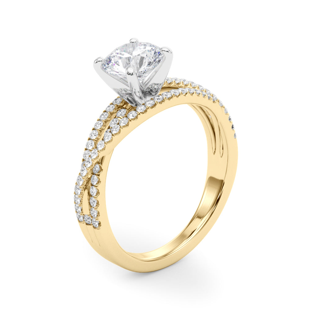 Luxe Multi-Row Round Diamond Engagement Ring — 9K/18K Gold & Platinum