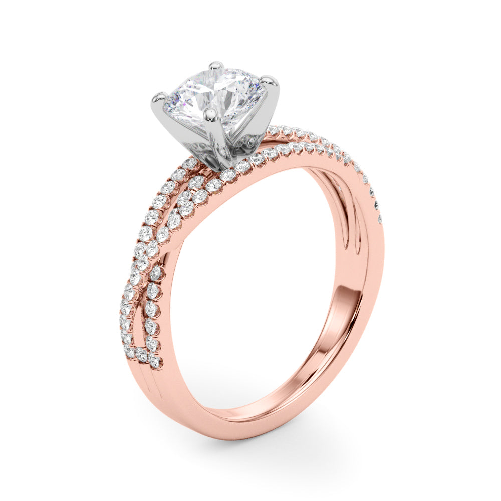Luxe Multi-Row Round Diamond Engagement Ring — 9K/18K Gold & Platinum