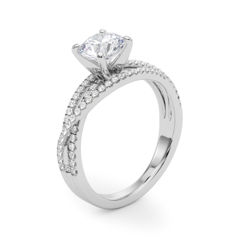 Luxe Multi-Row Round Diamond Engagement Ring — 9K/18K Gold & Platinum