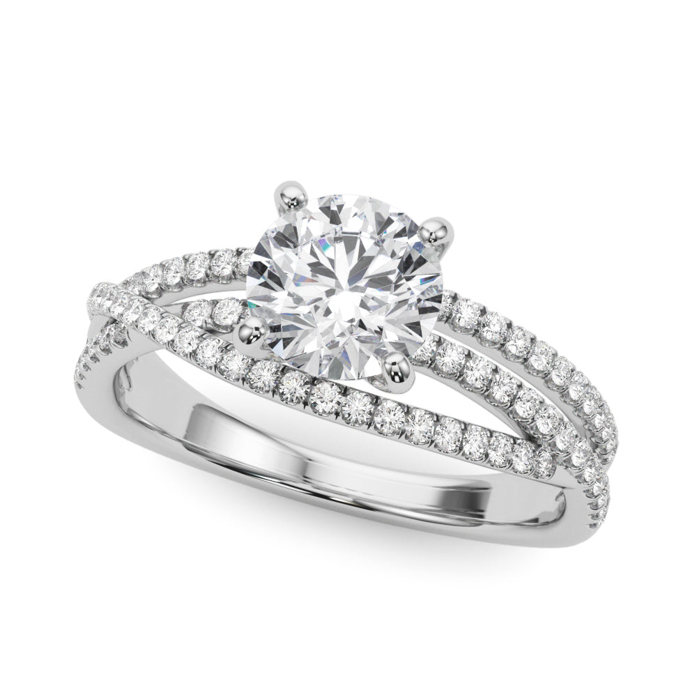 Luxe Multi-Row Round Diamond Engagement Ring — 9K/18K Gold & Platinum