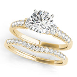 Refined Prong-Set Round Diamond Engagement Ring — 9K/18K Gold & Platinum