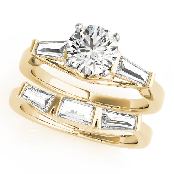 Signature Fancy Shape Baguette Round Diamond Engagement Ring — 9K/18K Gold & Platinum