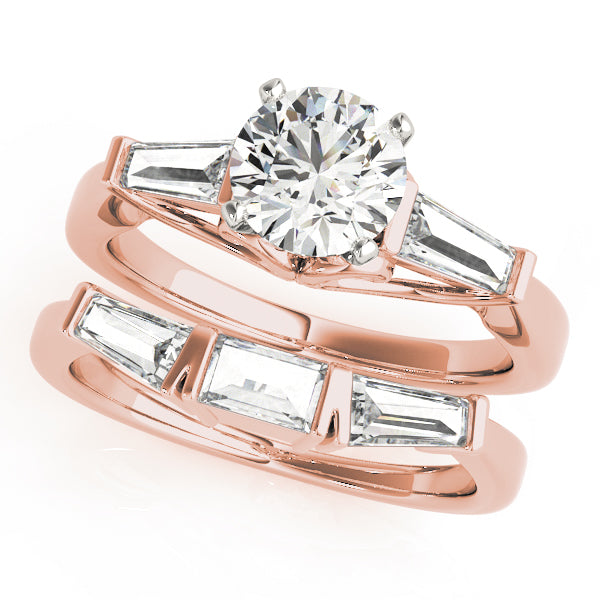 Signature Fancy Shape Baguette Round Diamond Engagement Ring — 9K/18K Gold & Platinum