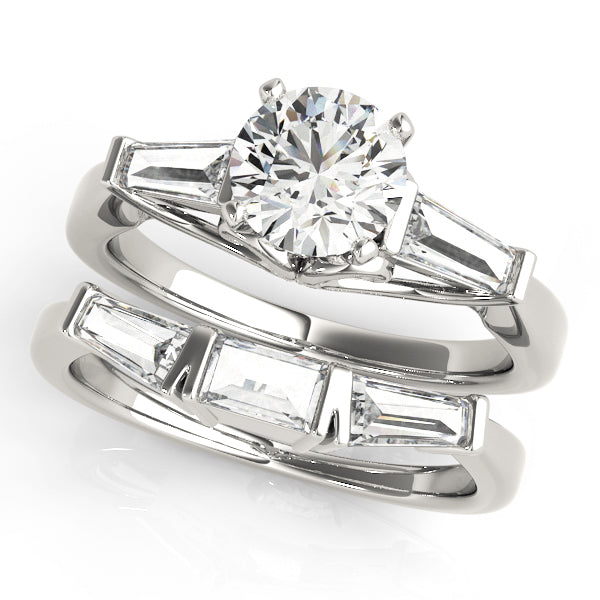 Signature Fancy Shape Baguette Round Diamond Engagement Ring — 9K/18K Gold & Platinum