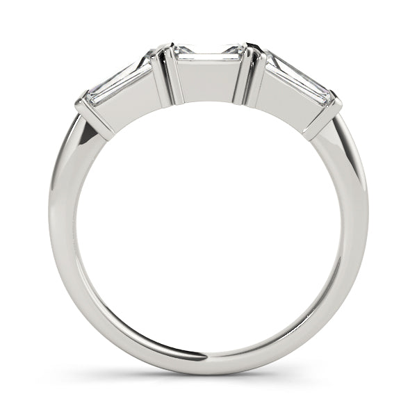 Bar Set Baguette Half Eternity Ring in Gold & Platinum