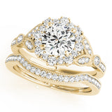 Exquisite Halo Round Diamond Engagement Ring — 9K/18K Gold & Platinum