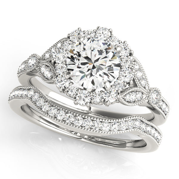 Exquisite Halo Round Diamond Engagement Ring — 9K/18K Gold & Platinum