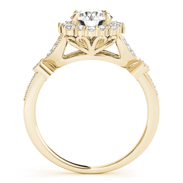 Exquisite Halo Round Diamond Engagement Ring — 9K/18K Gold & Platinum