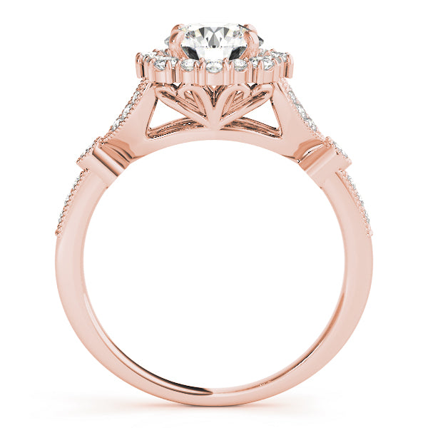 Exquisite Halo Round Diamond Engagement Ring — 9K/18K Gold & Platinum