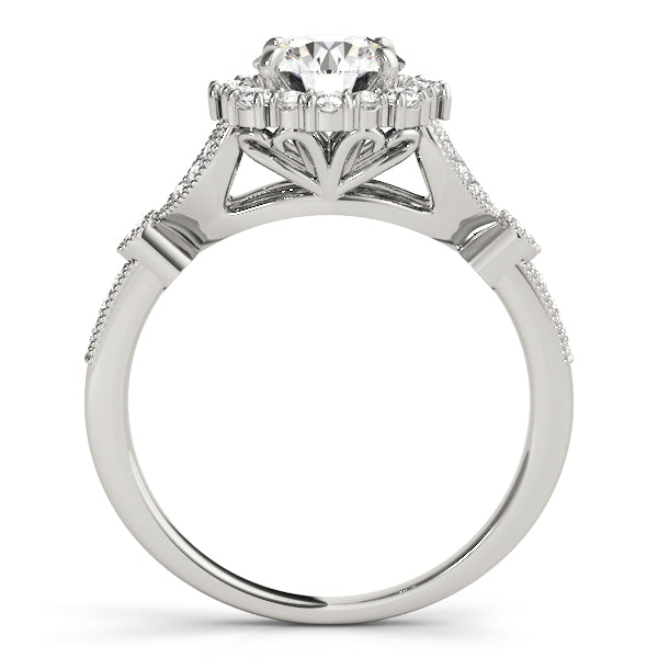 Exquisite Halo Round Diamond Engagement Ring — 9K/18K Gold & Platinum