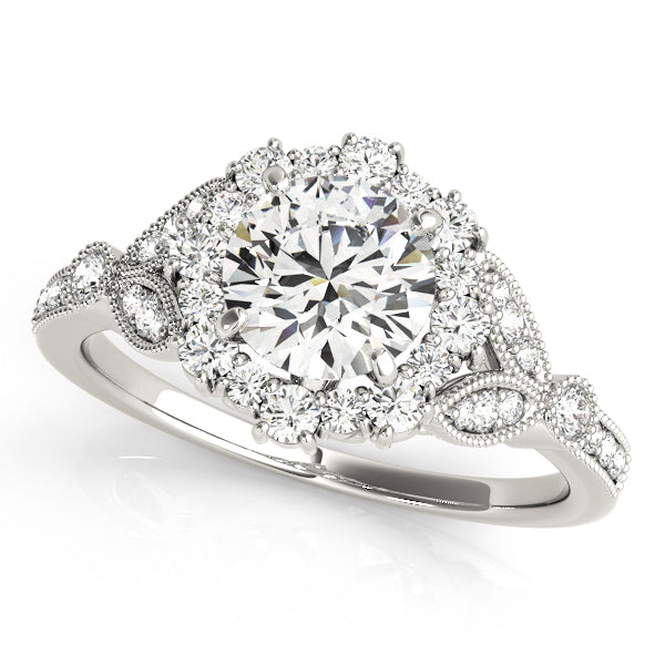 Exquisite Halo Round Diamond Engagement Ring — 9K/18K Gold & Platinum