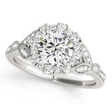 Exquisite Halo Round Diamond Engagement Ring — 9K/18K Gold & Platinum