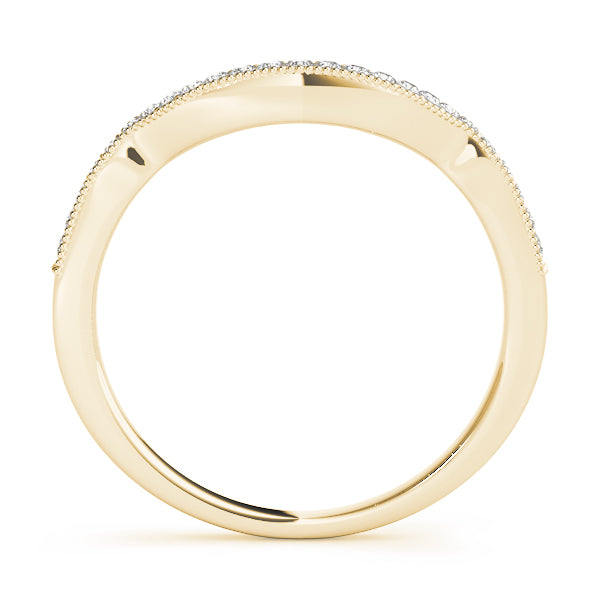 Curved Milgrain Half Eternity Ring in Gold & Platinum