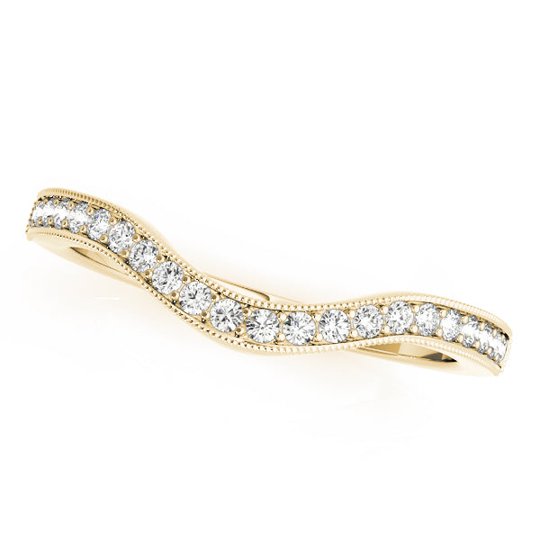 Milgrain Curved Half Eternity Ring in Gold & Platinum