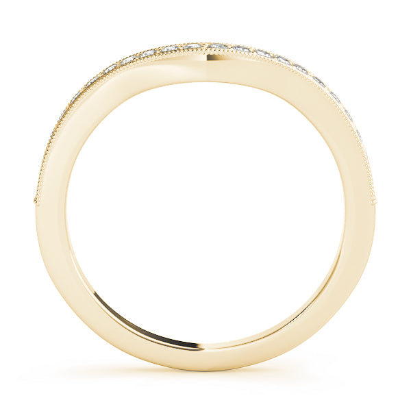 Milgrain Curved Half Eternity Ring in Gold & Platinum