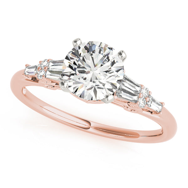 Brilliant Fancy Shape Baguette Remounts Round Diamond Engagement Ring — 9K/18K Gold & Platinum