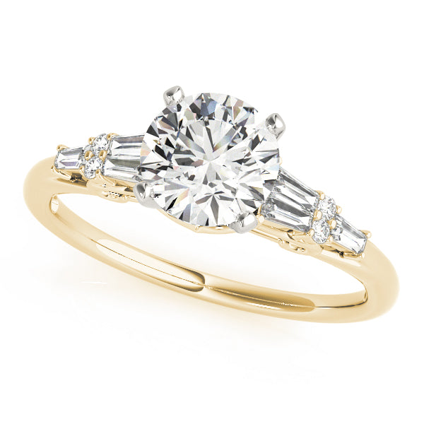 Brilliant Fancy Shape Baguette Remounts Round Diamond Engagement Ring — 9K/18K Gold & Platinum